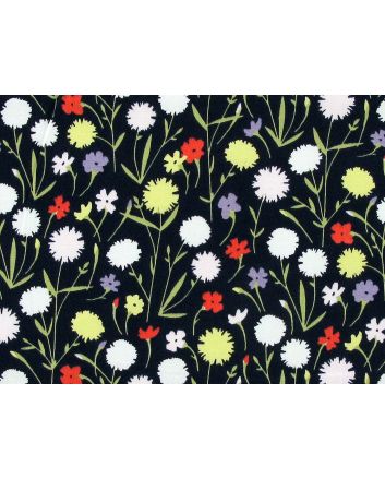 Midnight Flora Cotton Poplin Print, Black
