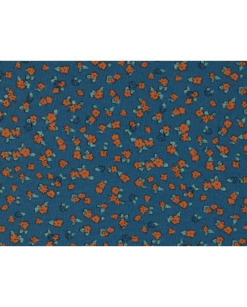 Mini Bouquet Cotton and Linen Jersey, Blue