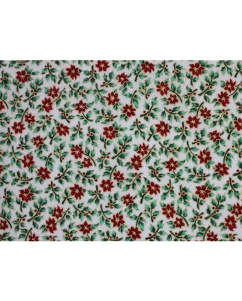Mini Christmas Poinsettia Cotton Print, Ivory
