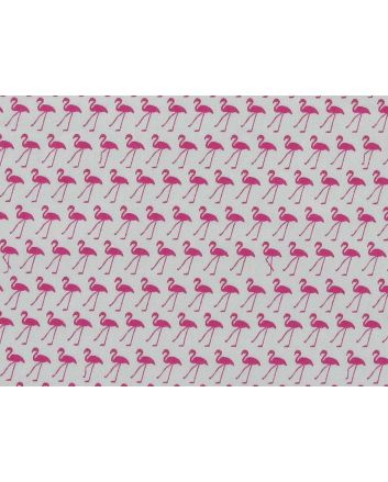 Mini Flamingo Rows Cotton Poplin, Pink