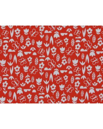 Mini Floral Garden Polycotton Print, Red