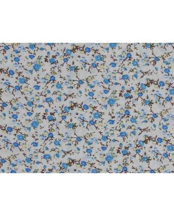 Mini Flower Branches Cotton Print, Azure