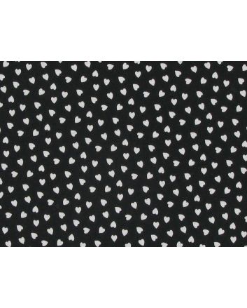Mini Love Hearts Cotton Popln Print, Black