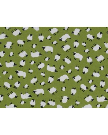 Mini Sheep Meadow Cotton Poplin Print, Green