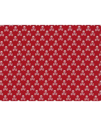 Mini Skull And Cross Bones Cotton Poplin Red