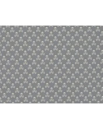 Mini Skull And Crossbones Cotton Poplin Print, Grey