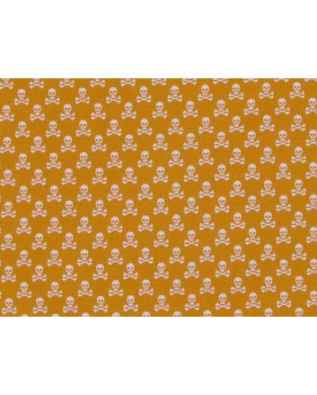 Mini Skull And Crossbones Cotton Poplin Print, Mustard