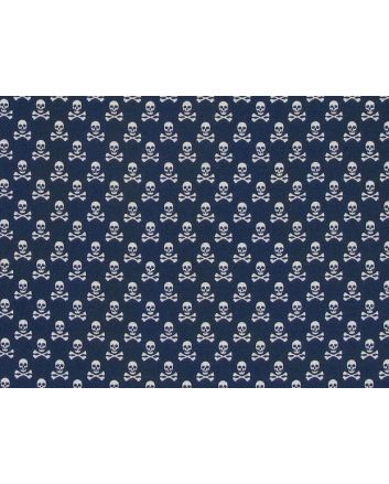 Mini Skull And Crossbones Cotton Poplin Print, Navy