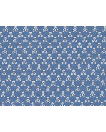 Mini Skull And Crossbones Cotton Poplin Print, Sky