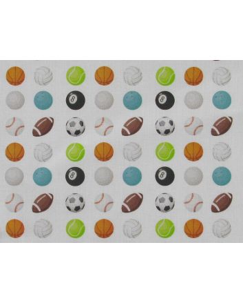 Mini Sports Balls Cotton Print