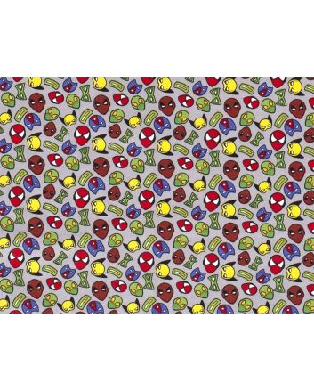 Mini Superheroes Cotton Poplin, Grey