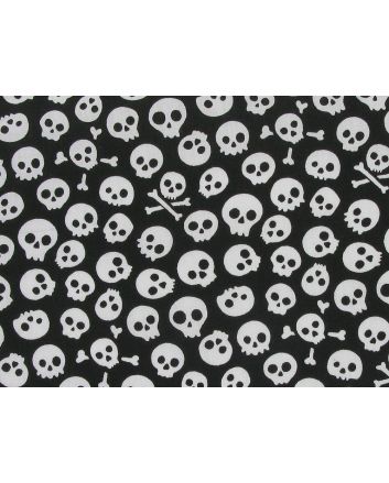 Monochrome Skulls Polycotton Print, Black