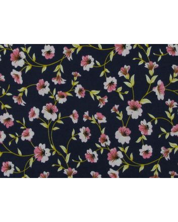 Monsoon Lily Cotton Poplin Print, Navy