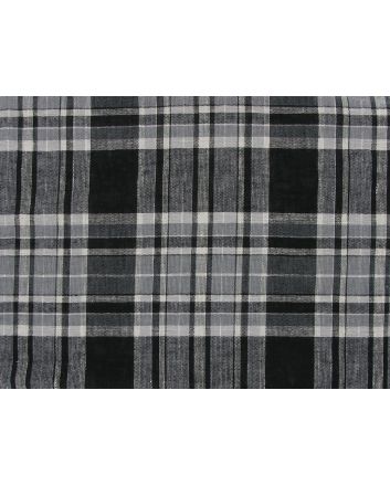 Monty Linen Look Cotton Tartan, Black