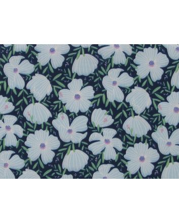 Morris Floral Polycotton Print, Navy