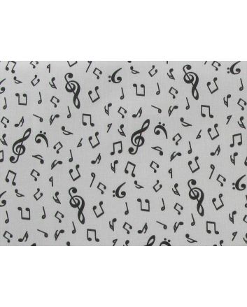Musical Notes Cotton Print, White