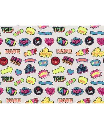 Neon Badges Cotton Jersey, White