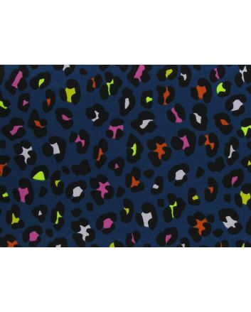 Neon Leopard Cotton Jersey, Blue