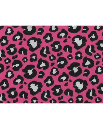 Neon Safari Polycotton Print, Leopard, Pink