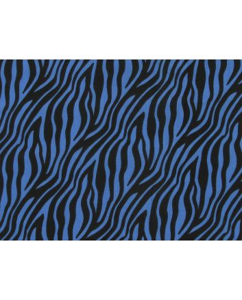 Neon Safari Polycotton Print, Zebra, Blue