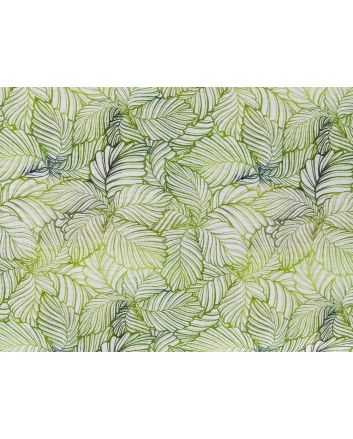 Ombre Leaves Printed Linen Blend, White