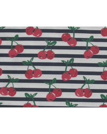 Painted Cherry Stripe Cotton Print