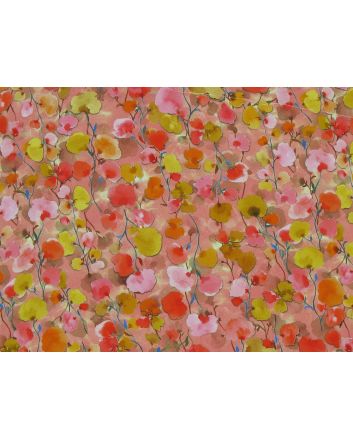 Painted Flower Fields Digital Print Viscose, Pink