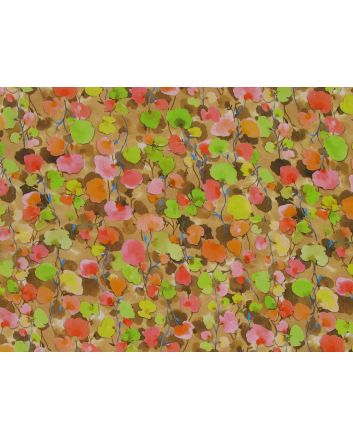 Painted Flower Fields Digital Print Viscose, Yellow