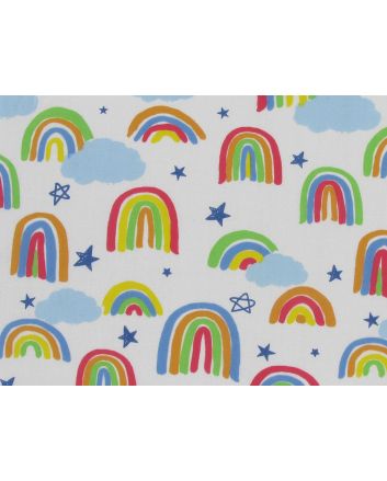 Painted Rainbow Star Polycotton Print, Bold on White