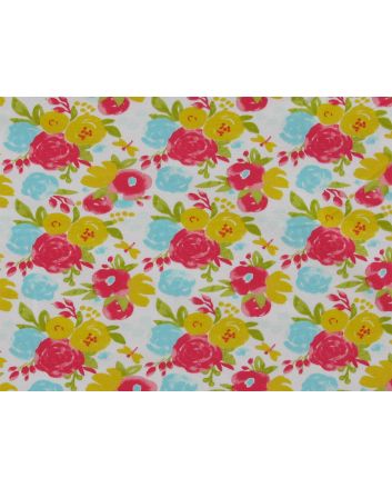Painted Rose Bunch Cotton Jersey, Ivory