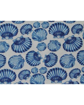 Painted Shells Printed Linen Blend, White