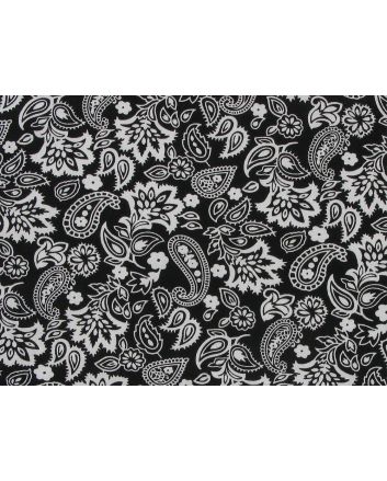 Paisley Blooms Cotton Poplin Print, Black
