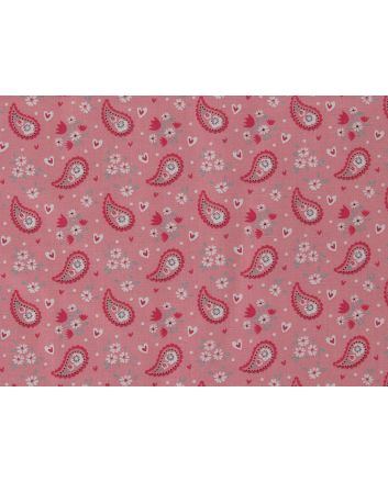 Paisley Hearts Cotton Print, Pink