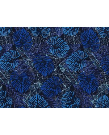 Palm Leaves Shadow Cotton Poplin Print, Navy