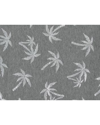 Palm Tree Foil Cotton Jersey, Grey And Silver
