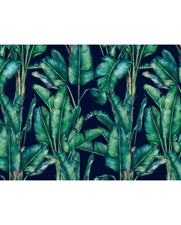 Paradise Palm Printed Velvet, Navy