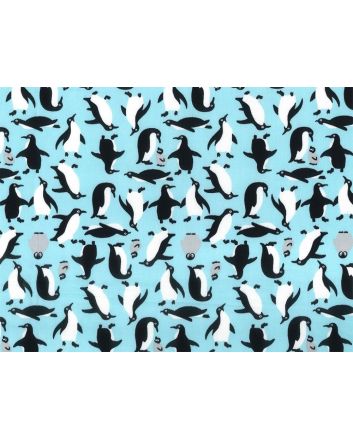 Penguin Family Cotton Poplin Print, Blue