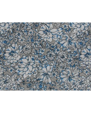 Peony Garden Printed Rayon Linen Print, Grey