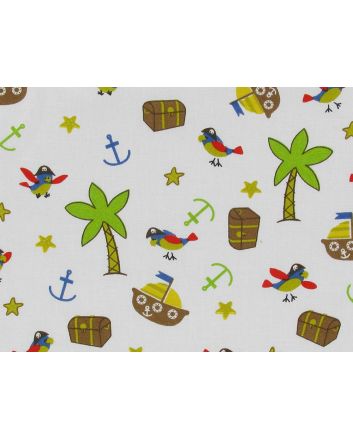 Pirate Adventure Cotton Print, Cream