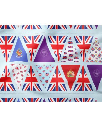 Platinum Jubilee Cotton Bunting Panel, Baby Blue