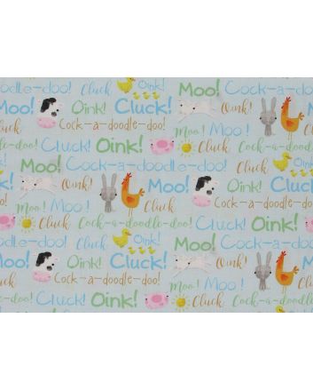 Playful Farm Cotton Print, Animal Lingo