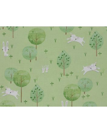 Playful Farm Cotton Print, Bunny Meadow