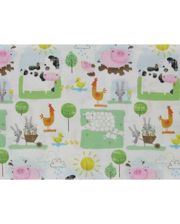 Playful Farm Cotton Print, Friends