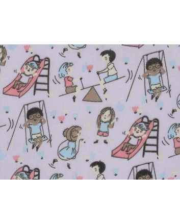 Playground Fun Time Polycotton Print, Lilac