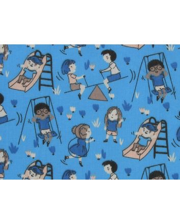 Playground Fun Time Polycotton Print, Turquoise