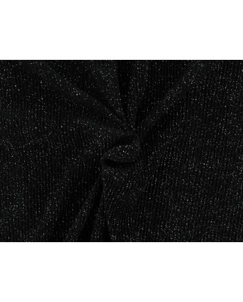 Pleated Stretch Metallic Speck, Black