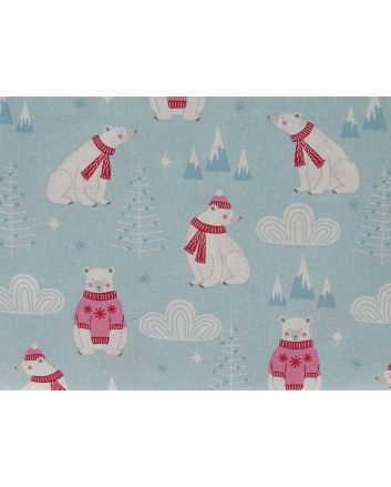 Polar Pals Christmas Cotton Print, Polar Bears
