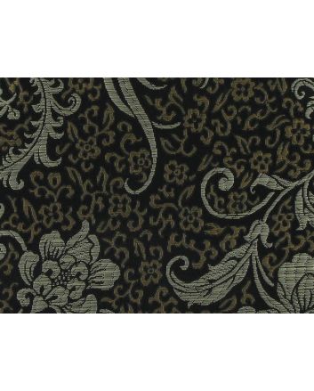 Polyester Jacquard, Shanghai Leaf - Midnight Black