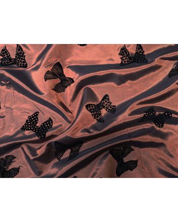 Polyester Taffeta with Flocked Bows, Copper