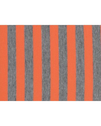 Polyviscose 1cm Stripe Lightweight Jersey, Grey and Orange